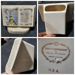 Vtg Our Father porcelain book planter Royal Windsor Lords Prayer